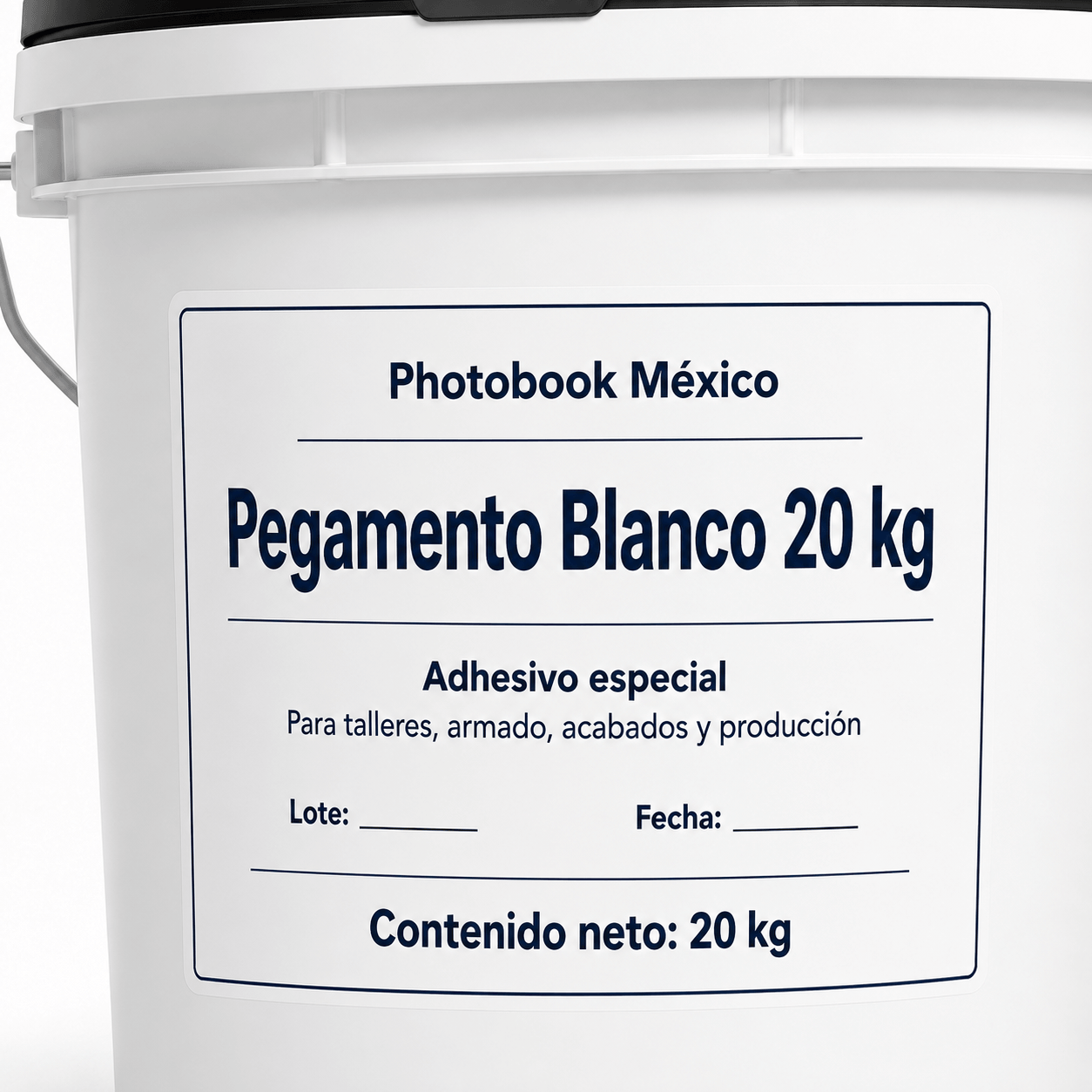 Etiqueta Pegamento Blanco Photobook México para talleres y producción