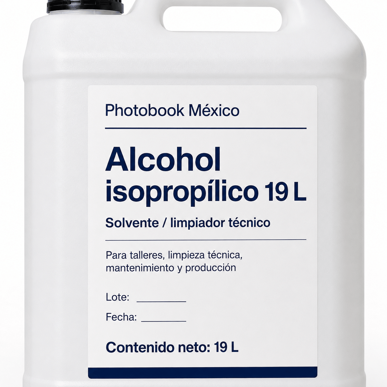 Alcohol isopropílico en ambiente de taller limpio y mantenimiento profesional