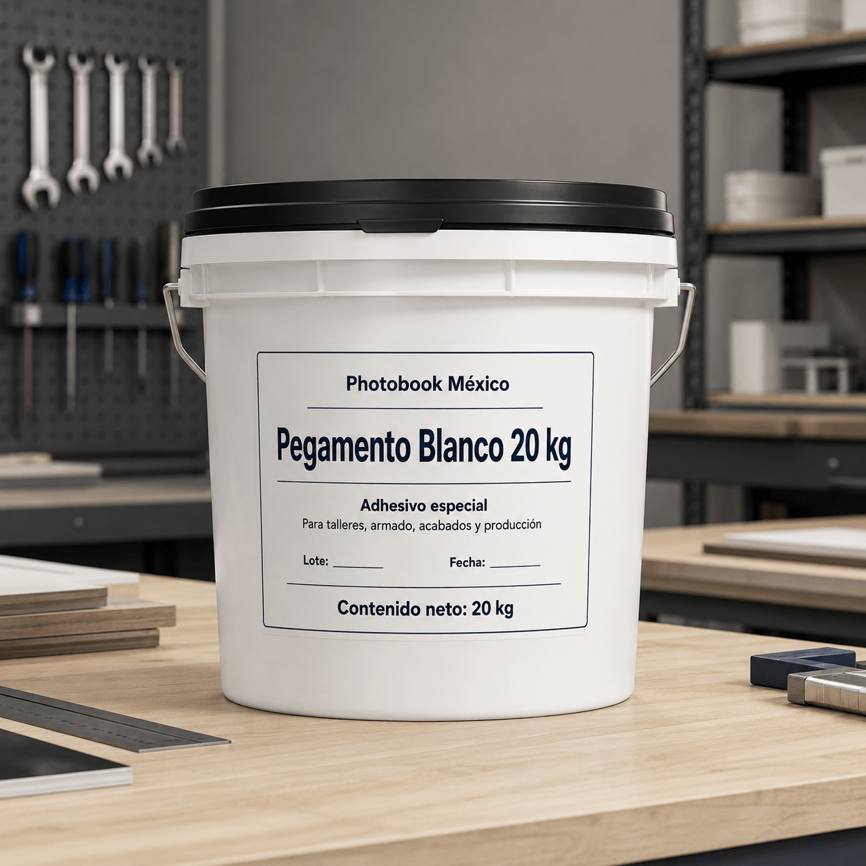 Cubeta industrial de pegamento blanco 20 kg para armado y acabados