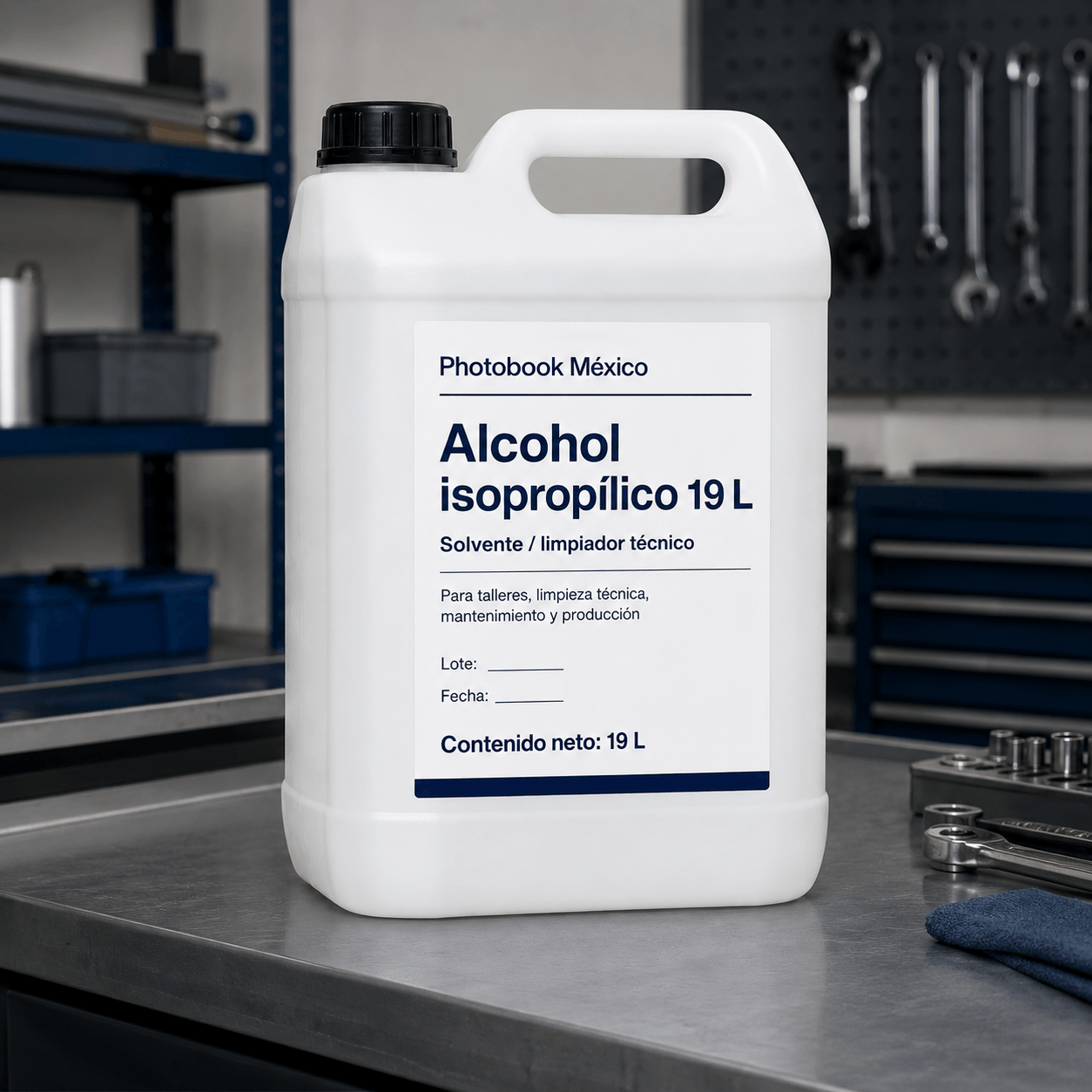 Alcohol Isopropílico Photobook México con lote, fecha y ficha técnica