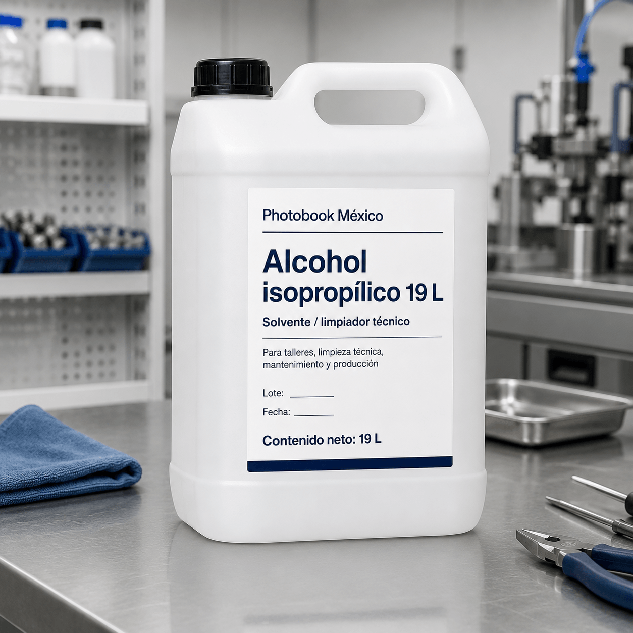 Etiqueta Alcohol Isopropílico Photobook México para limpieza técnica